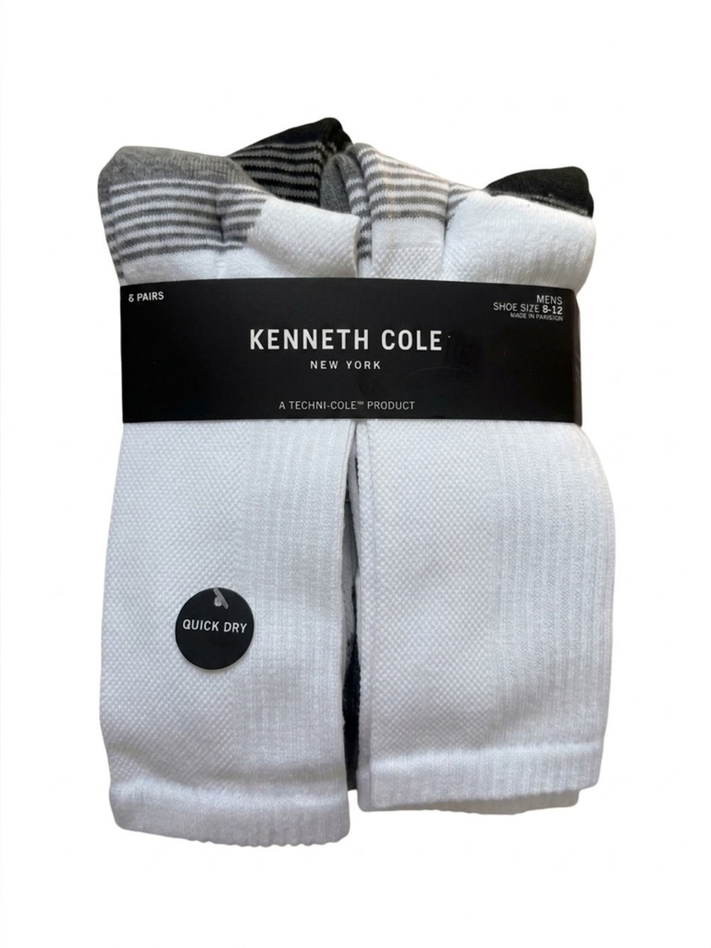 Kenneth Cole Men's White & Black Crew Socks - 6 Pack